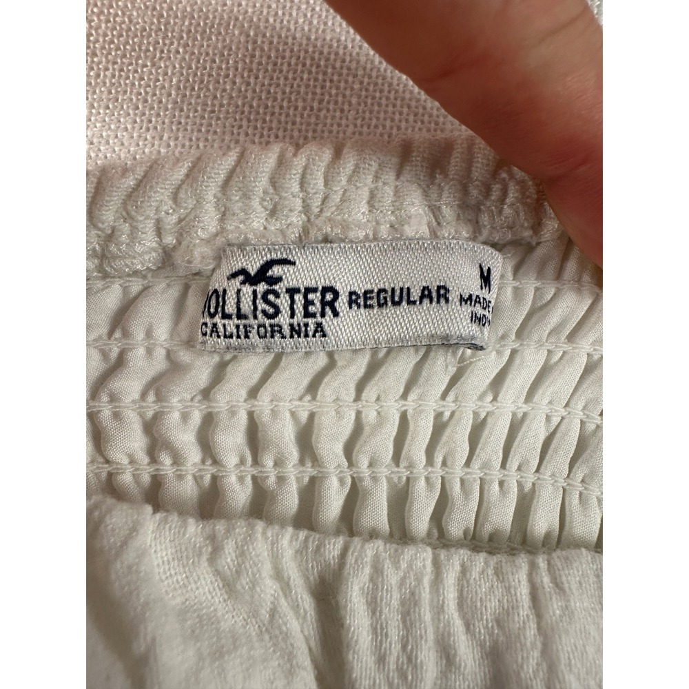 Hollister White Milkmaid Mini Dress Smocked Back Cotton Blend Size M 359D2777 - Picture 7 of 8